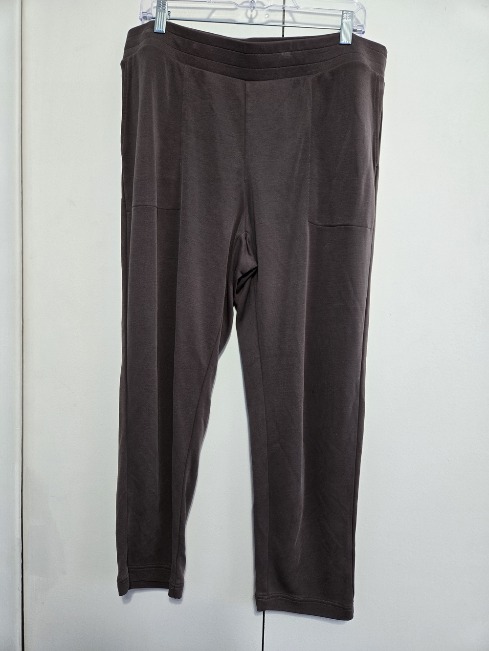 Pure Jill Brown Tencel Modal Pull On Pants Large Petite Relaxed Fit